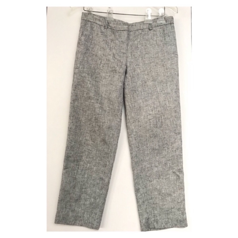 LOFT Marisa Linen Blend Cropped Pants Metallic Gray